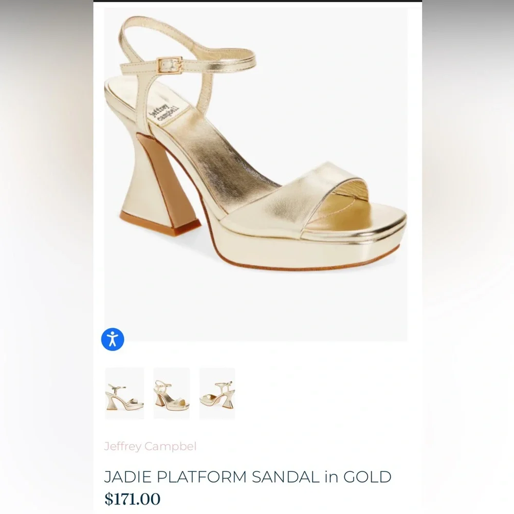 Jeffery Campbell Gold Platform Sandals - Picture 2 of 5